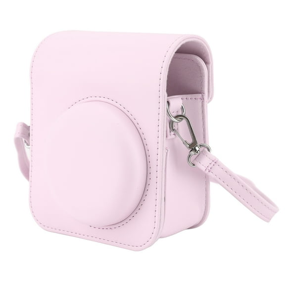 Mini bolsa protectora para cámara instantánea, funda de PU con correa de hombro ajustable para Fujifilm Instax Mini 12, color rosa claro