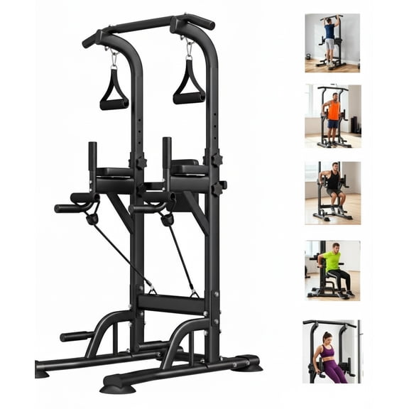 Anoncndin Freestanding Power Tower for Home Gym,Power Tower Dip Station Pull Up Bar with Backrest & Resistance Bands,450 LBS Capacity Chin Up Training Equipment for Adults Teens