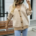 thumbnail image 2 of Vedolay Women's Cardigans Button Down Long Sleeve Soft Knit Cardigan Coat Khaki,L, 2 of 5