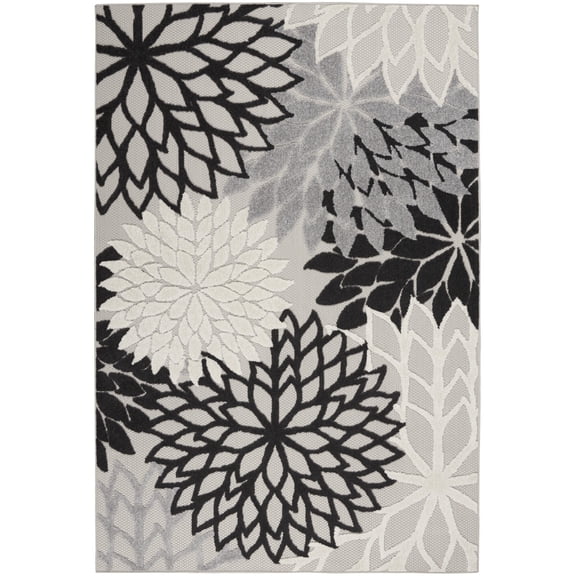 4’ x 6’ Black Gray White Indoor Outdoor Area Rug