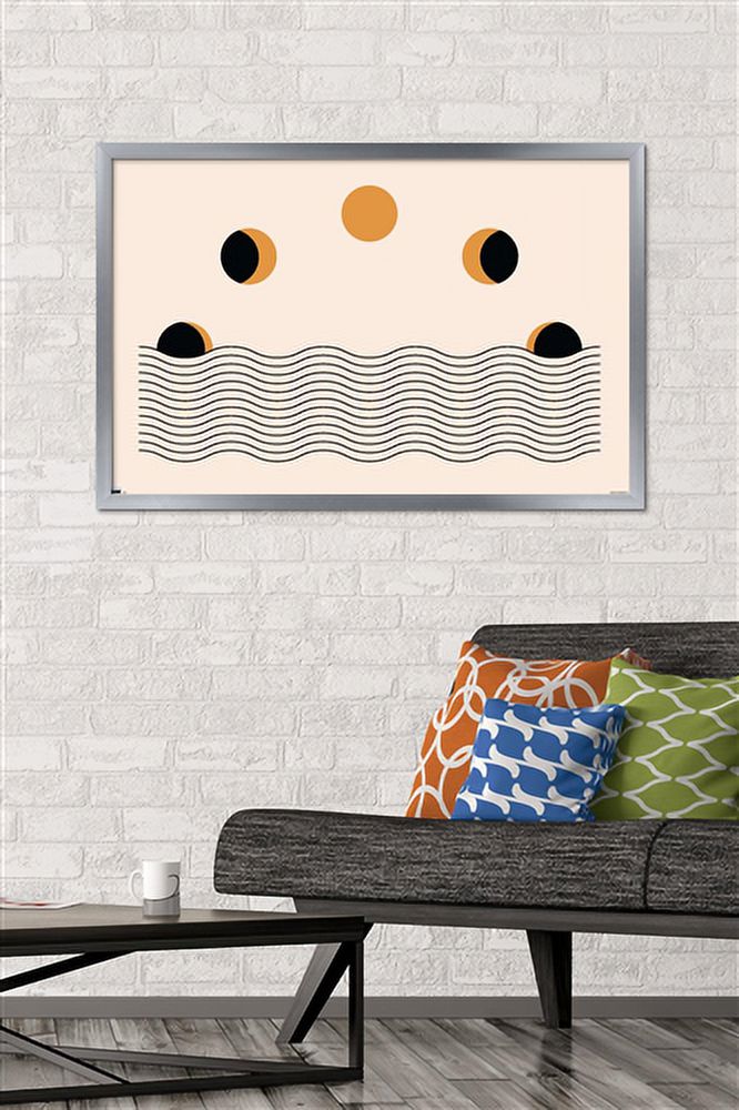 Abstract Moon Phases Wall Poster, 22.375" x 34", Framed