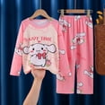 thumbnail image 1 of Pijama de Anime Sanrio para niños, conjunto de ropa de casa de manga larga con cuello redondo, Top y pantalón con estampado de Kuromi Cinnamoroll My Melody, para otoño, 1 of 1