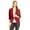 Burgundy, variant on Women's Fitted Waist Length Jacket Open Front Draped Neck Ruched Sleeves