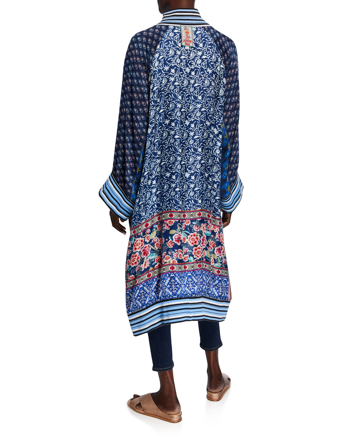 Fiori Silk Twill Kimono Coat (XXL 