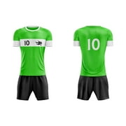 Custom Soccer Kits (Jersey and Shorts) with Team Logo and Players Number. MOQ 12 Kit. Lime