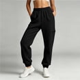 thumbnail image 2 of ZHYou No Boundarie Sweatpants for Women Casual Cuffed Leg Stretchy High Waisted Loose Cute Pants with Side Zip Pocket,Black,Size M, 2 of 7
