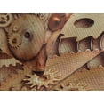 thumbnail image 4 of Ambesonne Vintage Quilted Bedspread Set 3 Pcs, Mechanical Clocks Gears, King Size, Dark Orange Beige, 4 of 5