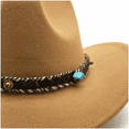 thumbnail image 3 of Ginsiom Western Cowboy Hat for Men Women Roll Up Felt Cowgirl Hat with Belt Buckle, 3 of 4