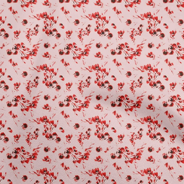 oneOone Cotton Jersey Red Fabric Abstract Floral Craft Projects Decor Fabric Printed By The Yard 58 Inch Wide