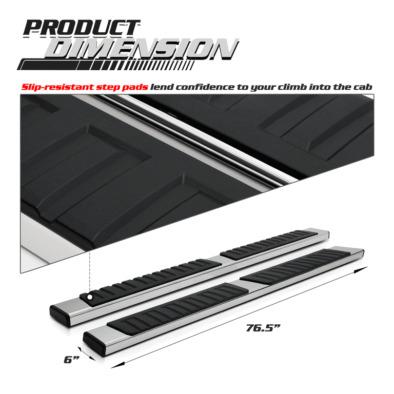 Pedane Laterali Da 15,2 Cm Per Chevy Silverado/GMC Sierra 1500 (2007-2019) E 2500/3500HD – Predellini In Acciaio Nero Testurizzato