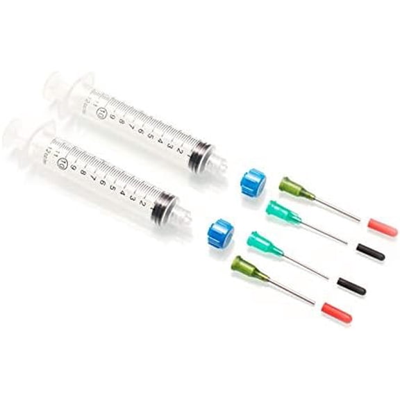 Mini Industrial Syringe Pack - 10ml Luer Lock Syringes, 14 and 18 Gauge Blunt Needles, Covers and Syringe Caps | Precision Crafting, Gluing, Refilling Pens and Empty Cartridges, Repairs$$Office