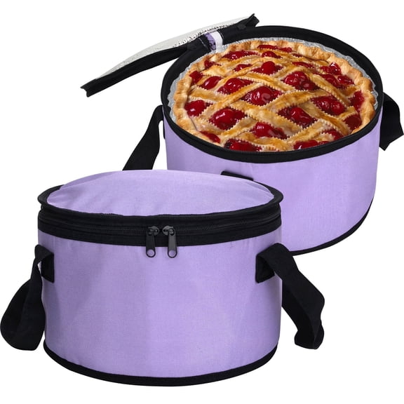Yalilong 2 Pack 11X7 Inch Round Lunch Bag, Reusable Insulated Thermal Casserole Carrier Bag, Potluck, Picnics or Hot and Cold Food Delivery (Purple)