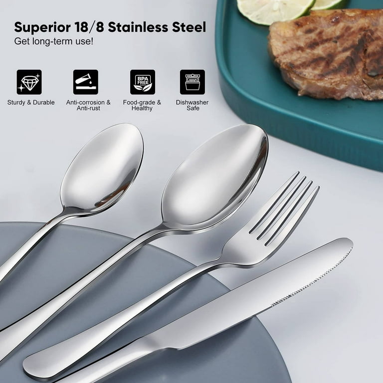 Tribal Cooking 48 Piece Silverware Set - Service for 8 - Stainless Steel Flatware Serving Set - Cutlery Set - Knives, Fork, and Spoon - Utensil Sets