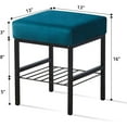 thumbnail image 2 of Tcbosik Footstool with Open Shelf, 2-Tier Velvet Fabric Ottoman, Multifunctional Makeup Stool, Upholstered Footrest for Small Space, Living Room, Bedroom, Teal, 2 of 6