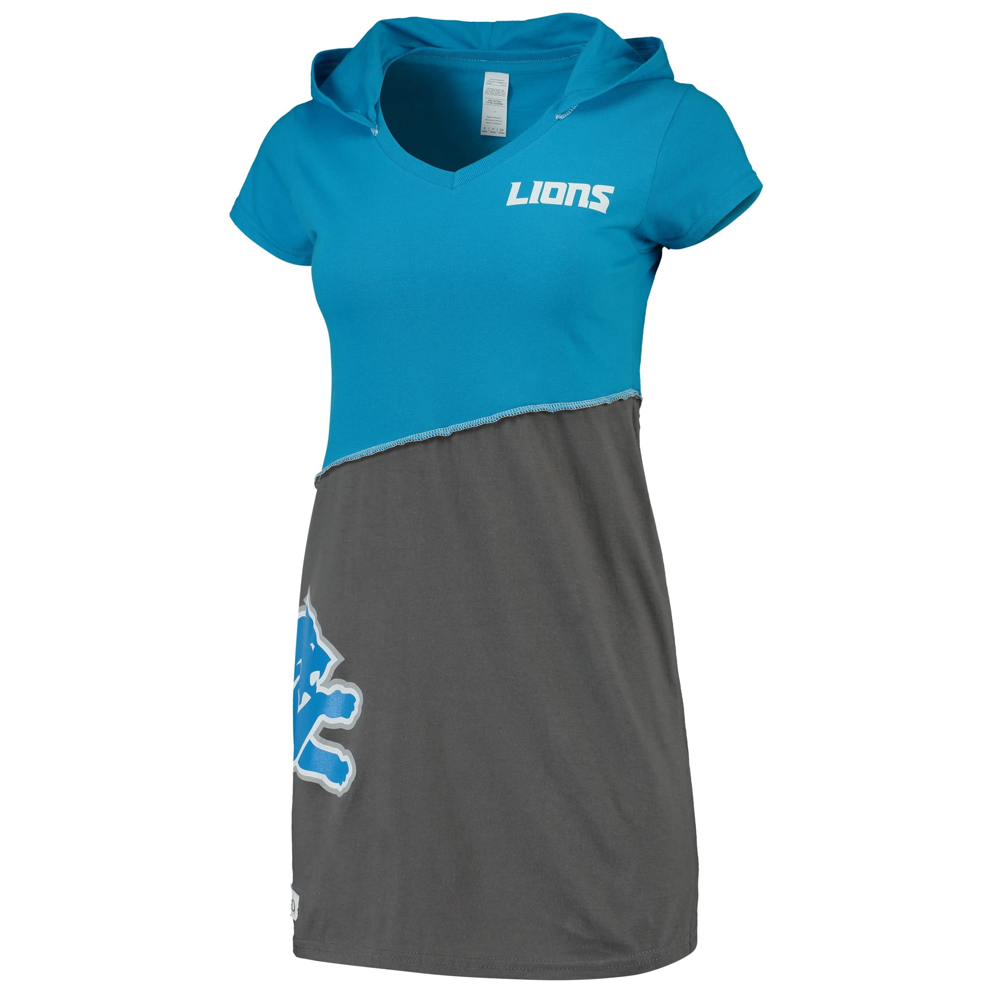 Detroit Lions Refried Apparel Women's Hooded Mini Dress - Blue/Charcoal - Walmart.com - Walmart.com