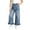 Blue, variant on Lmnyox Wide Leg Jeans for Girls Baggy Cute Elastic Waist Denim Pants Teen Fashion Ruffle Jeans with Pockets