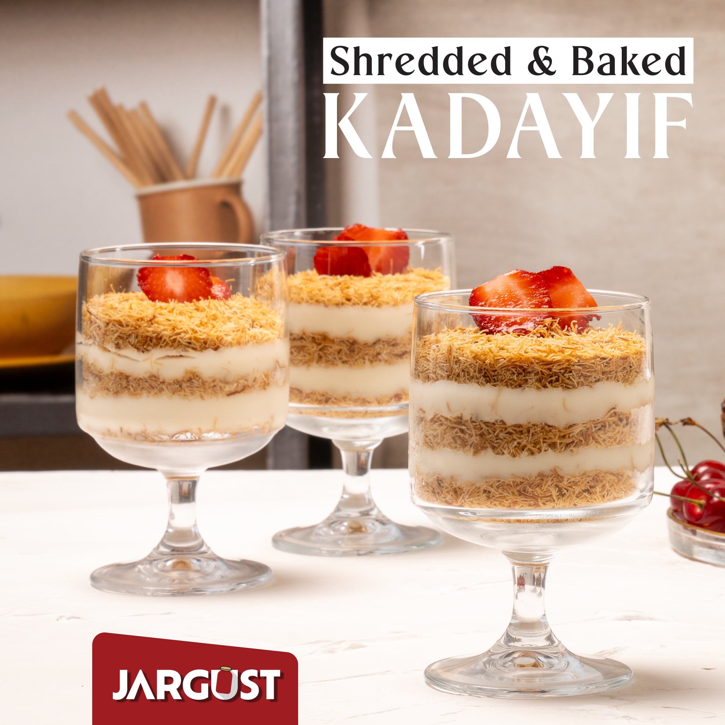 Jargust Bulk Baked & Shredded Kataifi, Shredded Fillo Dough, Pastry Dough, 10lb