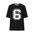 thumbnail image 6 of LMOIPLI Number 6 T-Shirt Unisex Short Sleeve Varsity Shirt Sports Team Jersey Crew Neck Fashionable Pullover Top Black M, 6 of 6