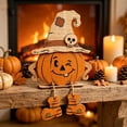 thumbnail image 4 of Wooden Halloween Pumpkin Decoration 6 in - Natural Wood Tabletop Ornament Sign Accent Display for Fireplace Mantel Shelf Tiered Tray Fall Harvest Decor Accent, 4 of 7