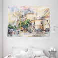 thumbnail image 1 of Urban Tapestry, Watercolor Painting of a City Street with Buildings and Cars Soft Artistic Display, Wall Hanging for Bedroom Living Room Dorm Decor, 80W X 60L Inches, Multicolor, by Ambesonne, 1 of 2