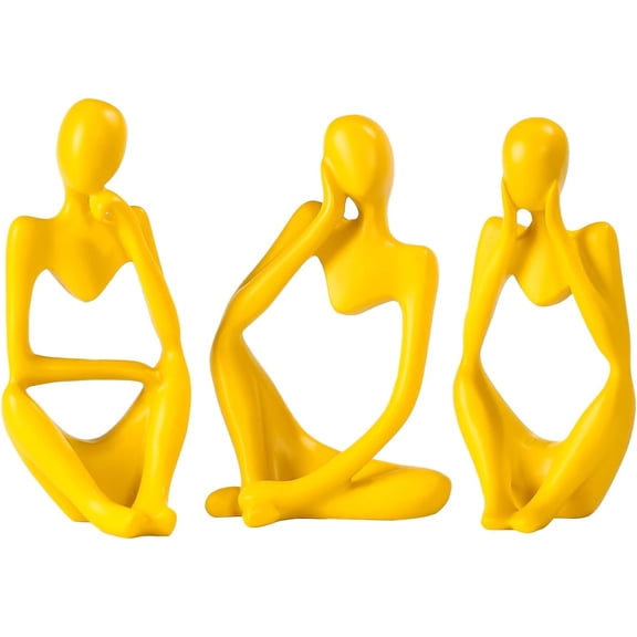 Thinker Statue Gold Decor Abstract Art Sculpture, Golden Resin Collectible Figurines for Home Living Room Office Shelf Decoration,Great Gift Ideas (Yellow)