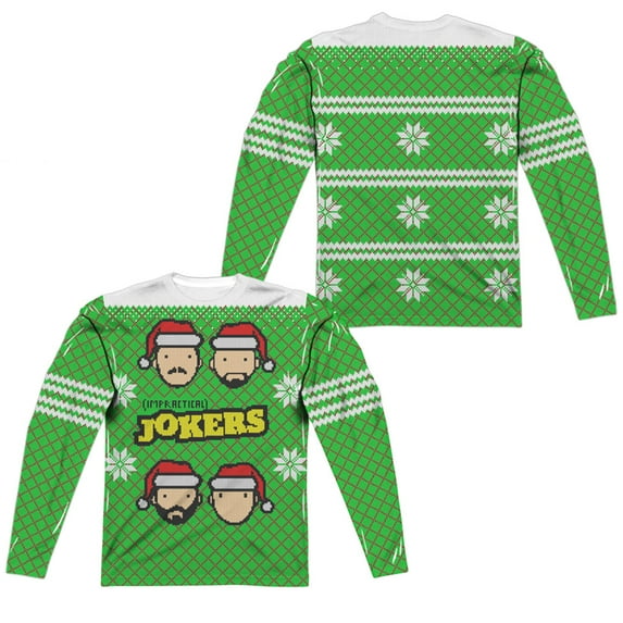 Impractical Jokers Ugly Sweater (Front Back Print) Long Sleeve Adult Poly Crew White