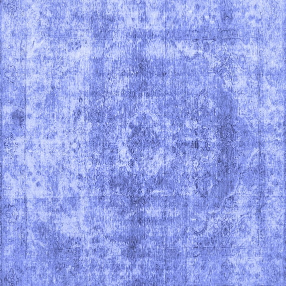 Ahgly Company Indoor Square Abstract Blue Contemporary Area Rugs, 6' Square