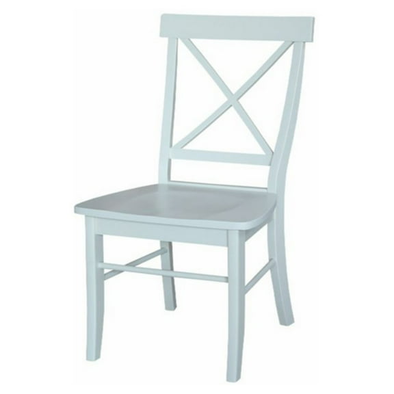 International Concepts Set of Two X-Back Chairs  with Solid Wood Seats-Color:Linen White,Quantity:Set of 2