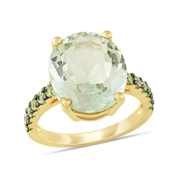 7.98 Carat (ctw) Green Quartz and Peridot Ring in Yellow Sterling Silver