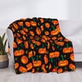 thumbnail image 3 of Fuzoiu Pumpkin Fallen Leaves Print Flannel Blanket,Throw Blanket,Flannel Home Decor,Fleece Bed Blankets,Cozy Soft Blanket for Bed, Sofa, Camping, and Travel-60"x50", 3 of 6