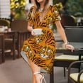 thumbnail image 3 of Vsdgher Tigre pour Femmes Été 2025 Robes Midi Décontractées Légères Manches Courtes Col Rond Robe de Plage, 3 of 6