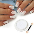 thumbnail image 4 of Polvo de uñas de cromo blanco perlado mágico, polvo de uñas con purpurina sólida, concha de hada, polvo de manicura holográfico, hielo transparente, pigmento de aurora lunar con demasiado, 4 of 5