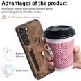 thumbnail image 5 of Phone Case for Samsung Galaxy S23 5G Wallet Cover with Screen Protector and Wrist Strap Lanyard RFID Credit Card Holder Ring Stand Cell Accessories S 23 23S GS23 G5 SM-S911U 6.1 inch Women Men Brown, 5 of 13