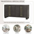 thumbnail image 4 of 60'' Wood Traditional Style Sideboard, Wooden 4-Door Functional Buffets Sideboard with Adjustable Shelves and Gold Handles for Kitchen, Dining Room and Living Room, Taupe, 4 of 9