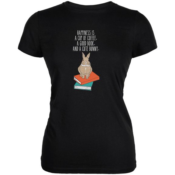 A Good Book and My Bunny Black Juniors Soft T-Shirt - X-Large