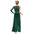thumbnail image 2 of inlzdz Women's Color Block Lyrical Dance Dress Mesh Maxi Dresses Modern Contemporary Dancewear Green&Black S, 2 of 5