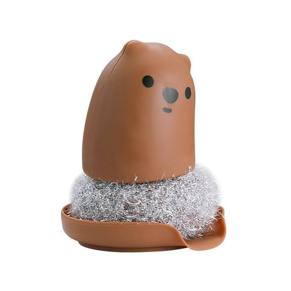 Huayishang Cleaning Brush Convenient Pot Brush Handle Dish Scrub Brushes Kitchen Cleaning Scrubbers for Washing Iron Pan Pot Tool, Kitchen Essentials Clearance Sale Brown