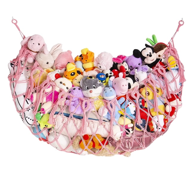 Red de almacenamiento para animales de peluche YKBU rosa 152 x 38 cm
