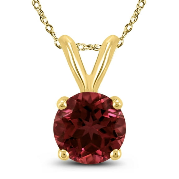 SZUL Women's 14K Yellow Gold 5MM Round Garnet Pendant