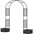 thumbnail image 6 of 78.7" Garden Arbor with 2 Planter Boxes, PE Coated Metal Garden Arch Trellis for Climbing Plants, Decorative Archway Wedding Arch Frame, Weather-Resistant Arbor Trellis for Lawn Backyard Yard, 6 of 6