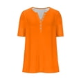 thumbnail image 5 of Solid Tops for Women 2026 Short Sleeve Henley V Neck Blouses Button Down Summer Shirts Soft Outfits Loose Fit Orange XL, 5 of 5