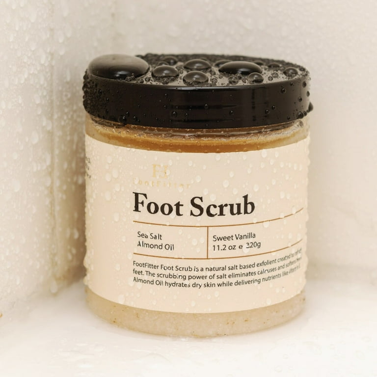 FootFitter Exfoliating Foot Scrub Natural Salt, Almond Oil