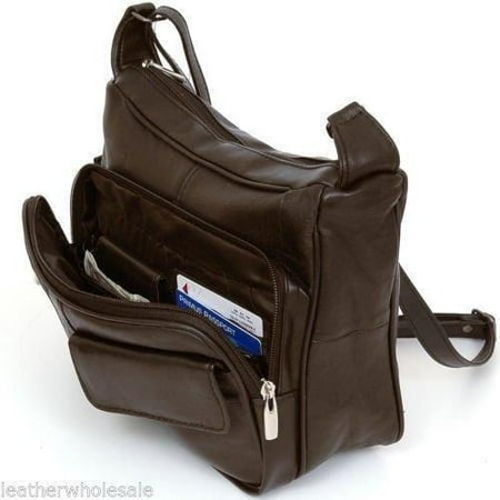 Women's Leather Organizer Purse Shoulder Bag Multiple Pockets Cross Body (Best Leather Organizer Purse)