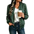 thumbnail image 4 of Xijirk Women Polka Dot Bomber Jacket Zip Up Long Sleeve Ribbed Trim Coat for Spring Fall Daily Wear, 4 of 7
