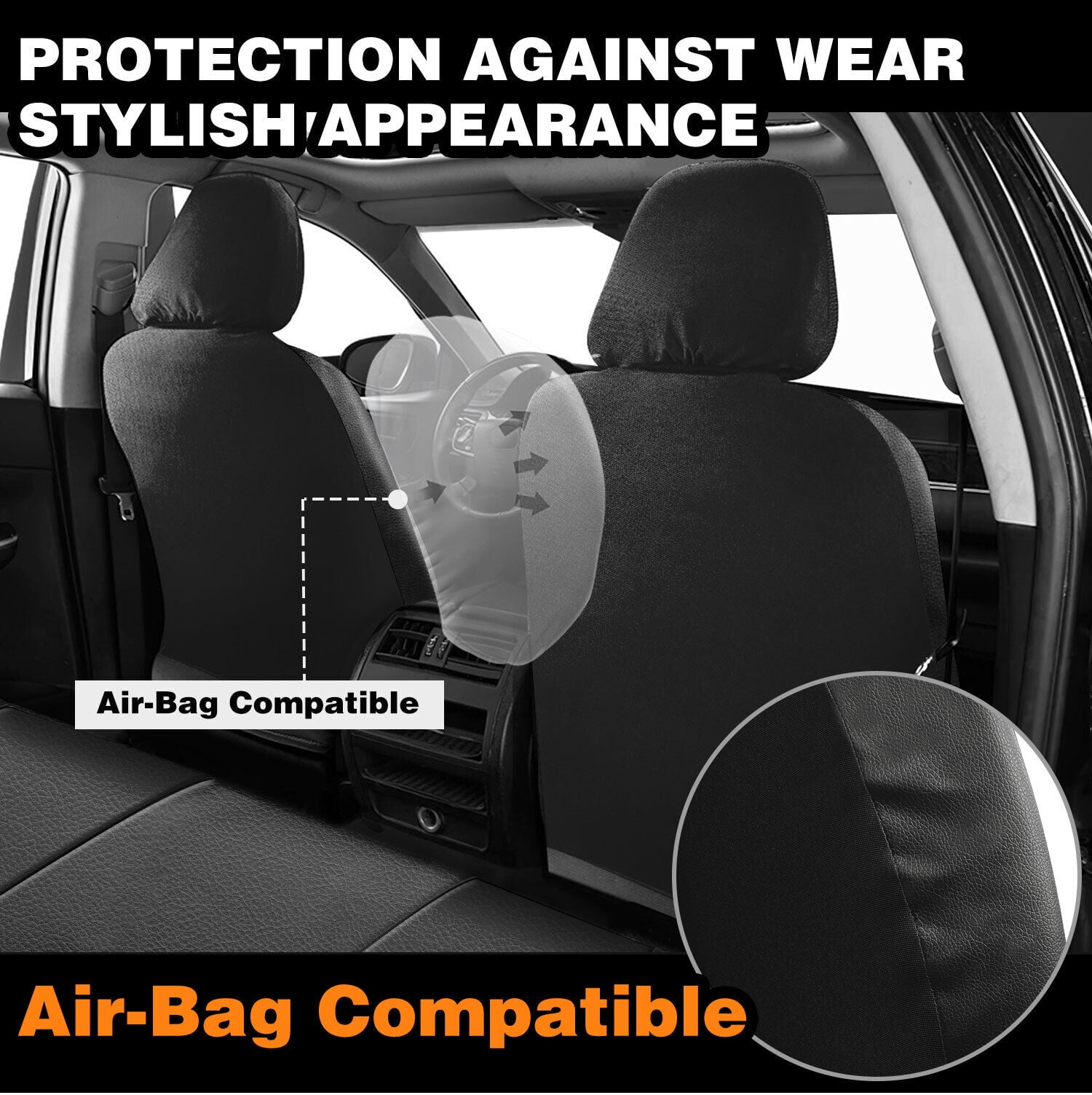 Bling Diamond Car Seat Covers Full Set, Shining Rhinestone Faux Leather Automotive Seat Cushion Universal fits Most Cars