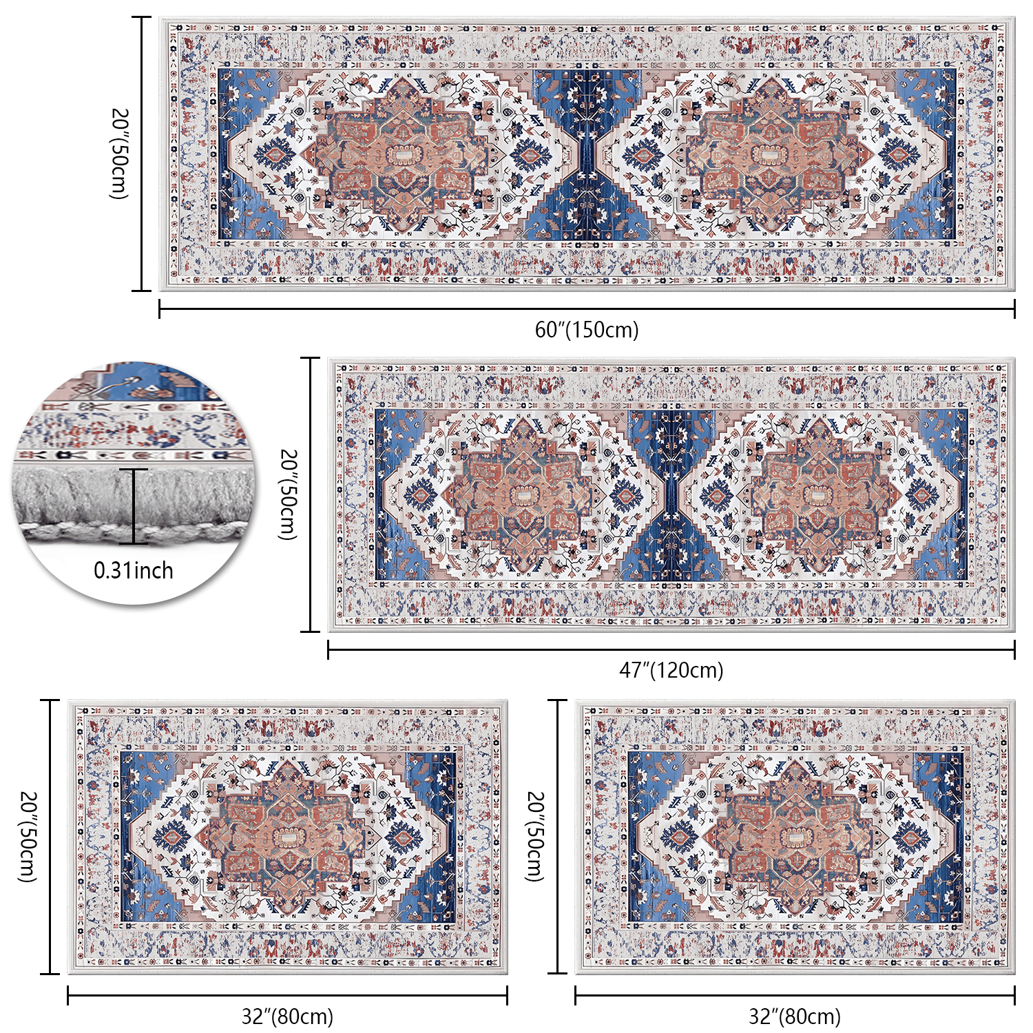 3 Pieces Kitchen Rug Sets with Runner Non Slip Washable Mats for Floor Thick Kitchen Floor Mat Carpet Runner Rugs for Hallway Laundry Holiday Decor