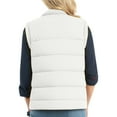 thumbnail image 5 of Puffer Vest for Women Sleeveless Stand Collar Solid Zip Up Padded Outerwear Jacket with Pockets White M, 5 of 8