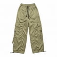 thumbnail image 4 of Sevevn Women's Cargo Pants High Waist Drawstring Baggy Wide Leg Trousers with Multi Pockets Green 2XL, 4 of 5
