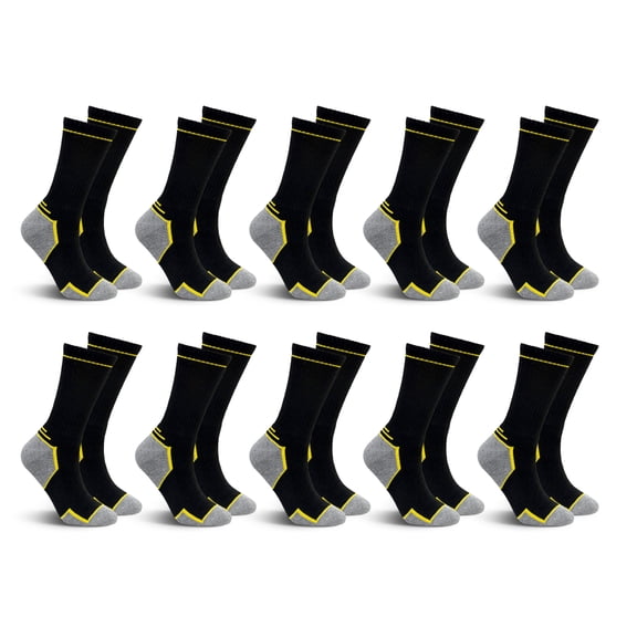 Mens Work Sock, AMITOFO Thick Durable Boot Socks for Men Size 11-13 Breathable Seamless Toe Mens Outdoor Work Socks for All-Season Wear Black 10-Pack