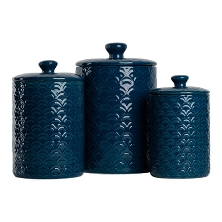 10 Strawberry Street Kitchen Canister 3 Piece Set Ocean Navy